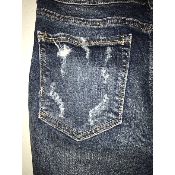 Silver Jean Women 26x27 Kennie Button Fly Distressed Stretch Fabric Straight Cut - Picture 7 of 11